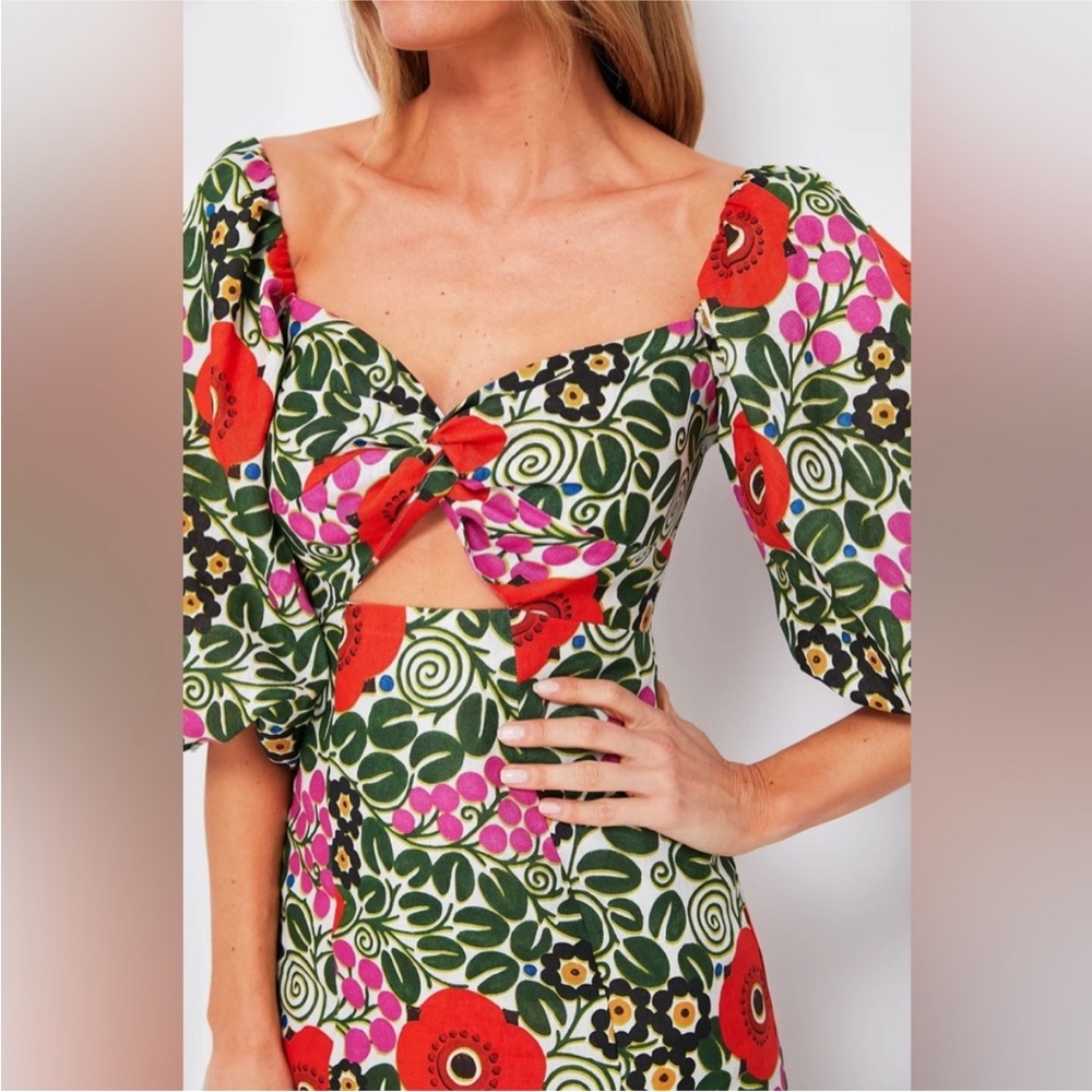 Rhode Floral Noa Cutout / Puff Sleeve Dress - Picture 4 of 11
